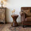 11.8" Brown Paulownia Wood Hourglass Accent Table, Textured Mosaic Design Side Table For Living Room