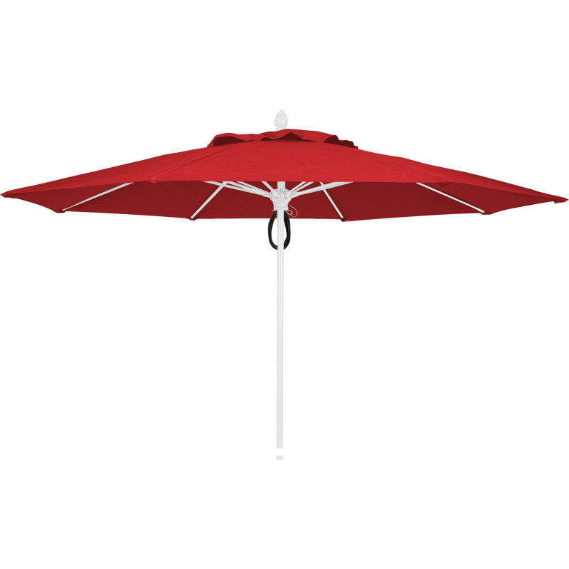 Parasol de marché 11 'Prestige, Toile Sunbrella® rouge Jockey, Étain