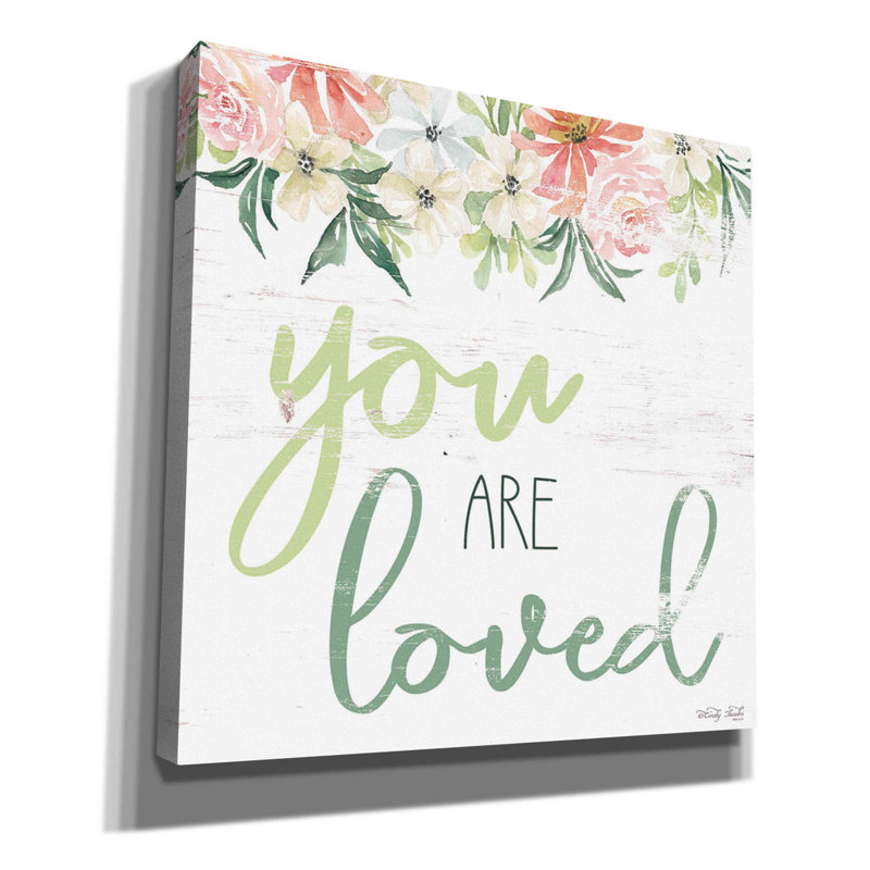 «Floral You Are Love» par Cindy Jacobs, art mural sur toile, L 12 po x H 12 po x P 0,75 po