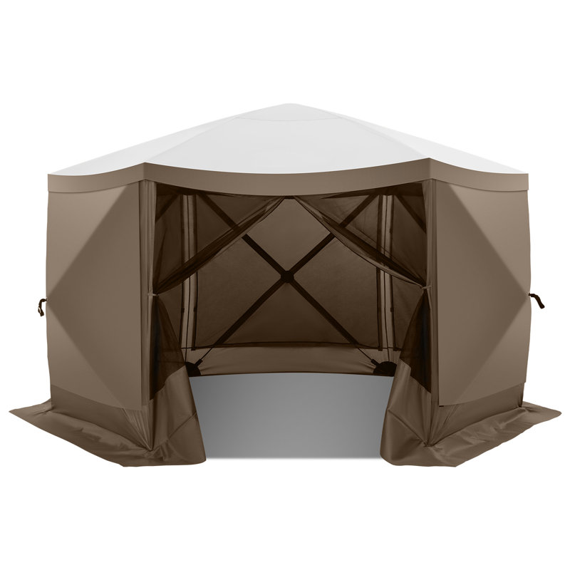 12x12 Pop Up Canopy Gazebo, Outdoor Canopy Tent Screen House with 6 sidewalls and Netting for Camping, Waterproof, UV Resistant, Ez Set-up Party Tent with Carrying Bag and Ground Stakes