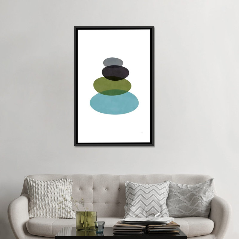 « modern pierres », impression sur toile, H 26 po x l 18 po x P 1,5 po, Toile avec cadre noir, Pas de tapis