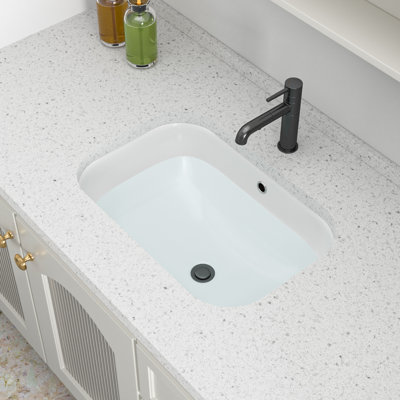 Lavabo de salle de bain encastré rectangulaire en porcelaine vitreuse 22 "x 15" avec trop-plein