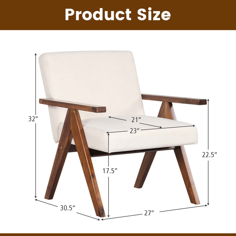 Fauteuil de 27 po de large Kiraz, Lin beige