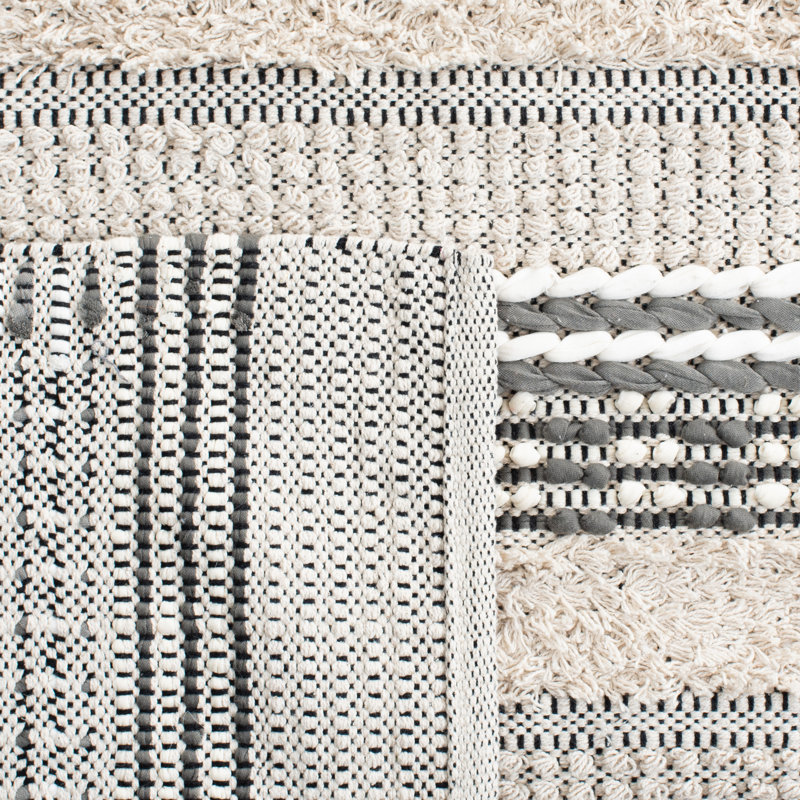 Babs Hand Woven Cotton Striped Rug, Rectangle 3' x 5'