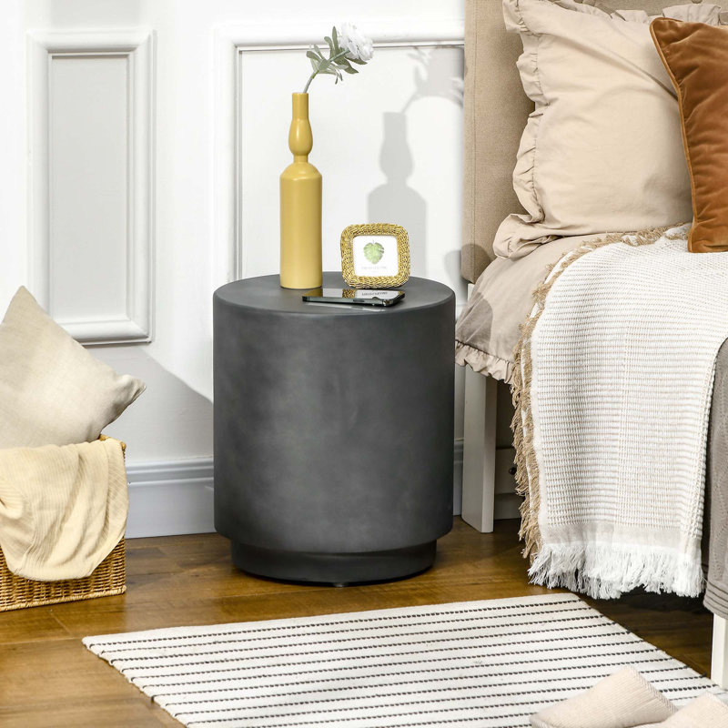 Table d'appoint ronde avec 4 pieds réglables, Gris foncé