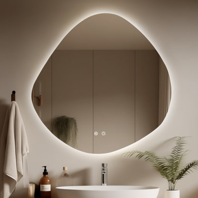 Miroir DEL pour salle de bain asymétrique 30 po x 30 po