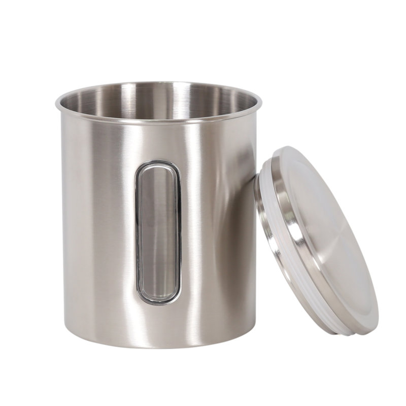  Organisateur de pot de rangement en acier inoxydable avec pot transparent et fenêtre transparente