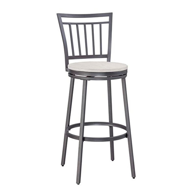 Kanagy Swivel Counter Stool with Metal Frame, Bar Stool (30" Seat Height), Whitewashed