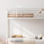 Lit superposé avec échelle et lit superposé en métal à garde-corps haut, espace de rangement, silencieux, taille simple sur simple, blanc