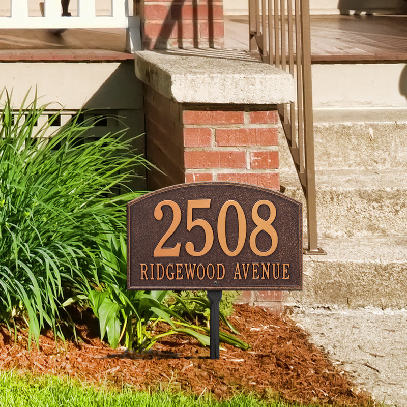 Legacy 2-Line Lawn Address Sign, Antique Copper, Yes