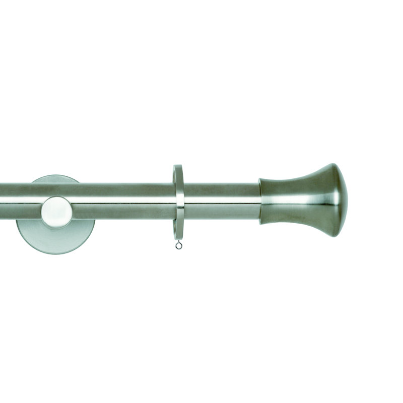 Single Curtain Pole, 180cm W, Stainless Steel