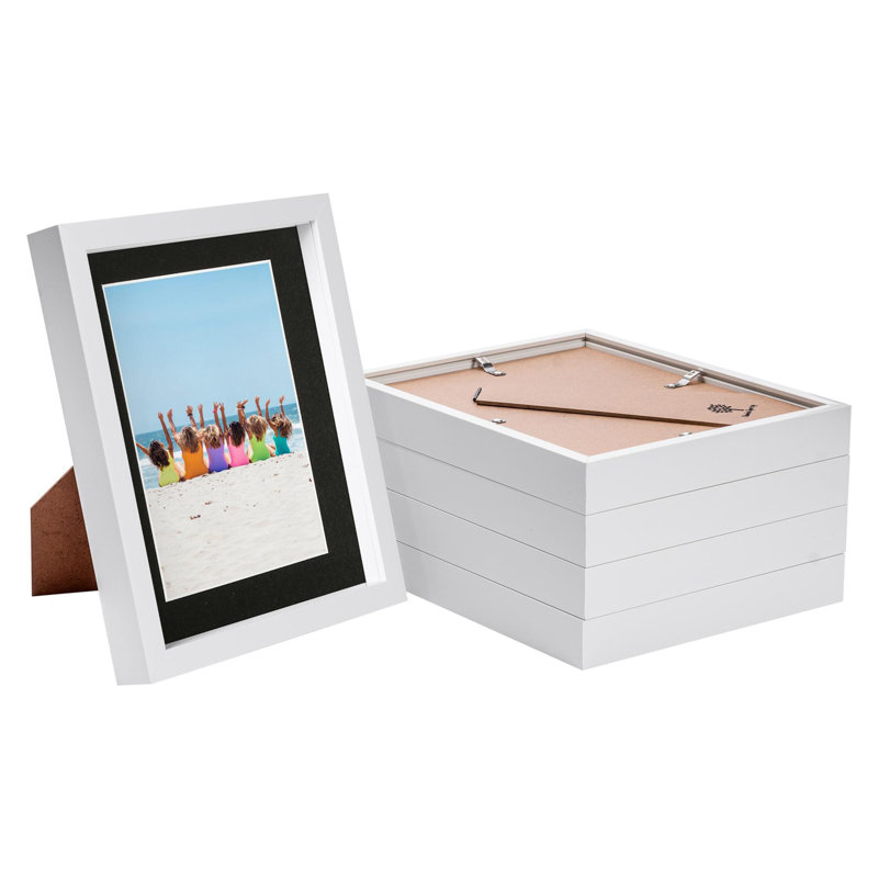 Nicola Spring - 8" x 10" White 3D Box Photo Frames - 5" x 7" Mount - Black