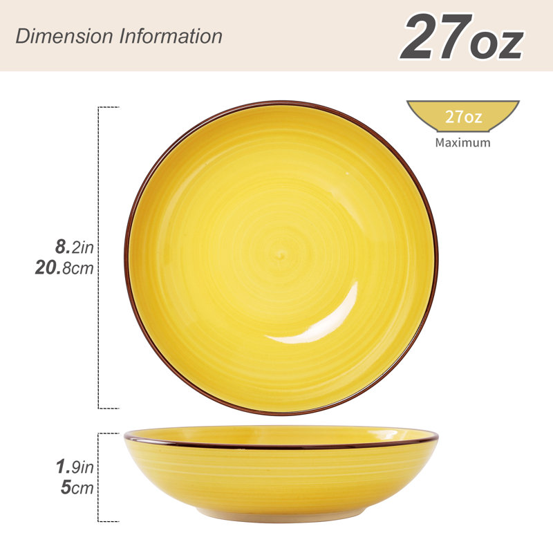 Dorothy 27 oz. Bol à pâtes en céramique, arc-en-ciel assorti, Arc-en-ciel