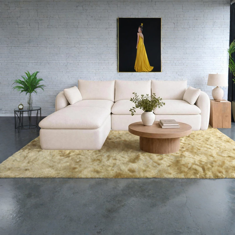 Canapé modulaire en L en chenille de 108 po à compression pour la maison