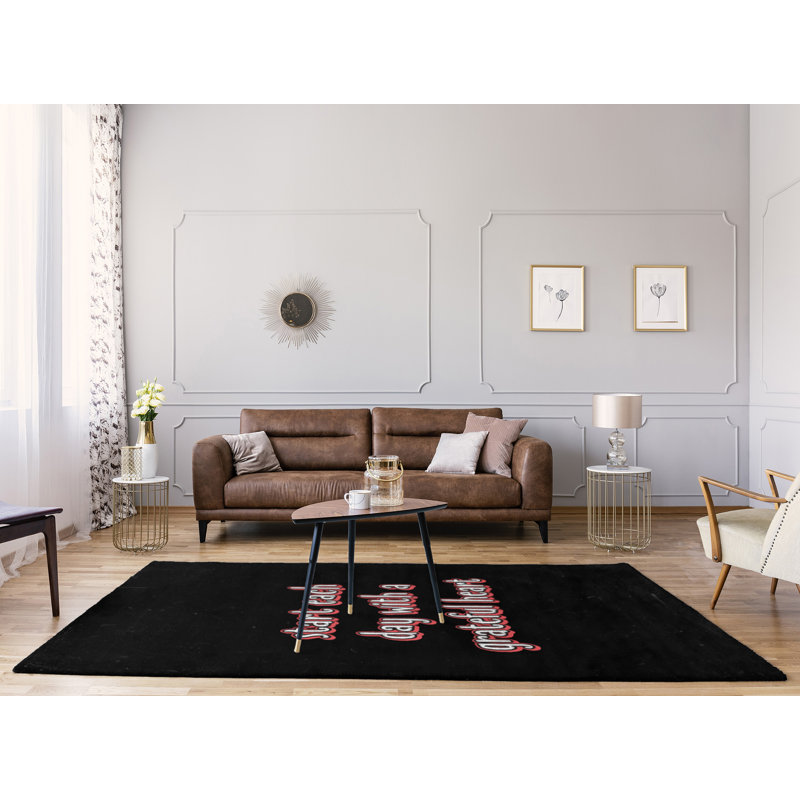 Tapis en polyester de style tableau noir à citations remerciements, Rectangle 9 pi x 12 pi