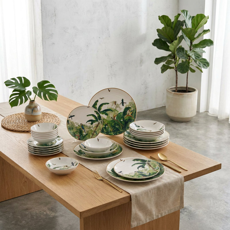 24 Piece Botanical Dinner Set - Serving for 6