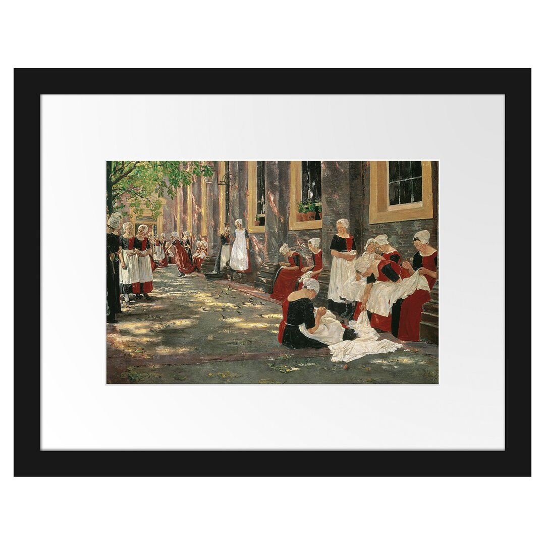 Gerahmtes Poster Free Period at the Amsterdam Orphanage von Max Liebermann