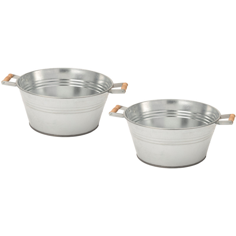 Galvanized Steel Planter/Beverage Tub, 6" H x 12.5" W x 12.5" D