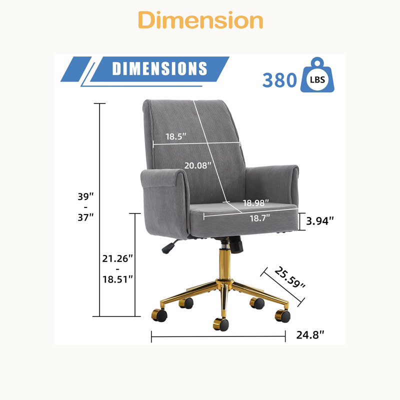 Mid-Back Liftable Office Chair And Ergonomically Designed, Is An Excellent Choice For Working, Studying Or Relaxing, Gray