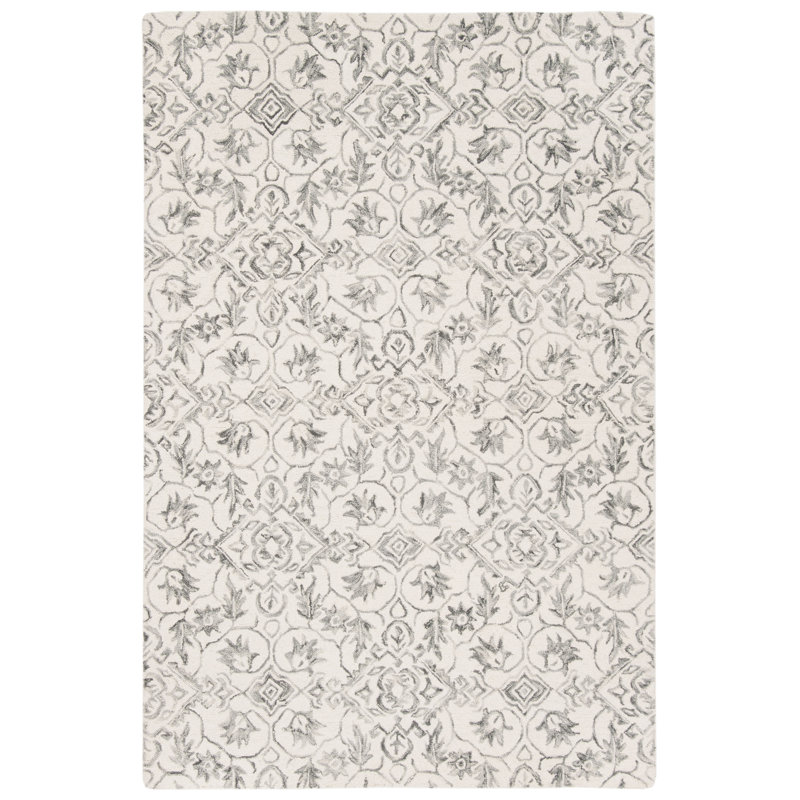 Pimentel Hand Tufted Wool Floral Rug, Rectangle 3' x 5'