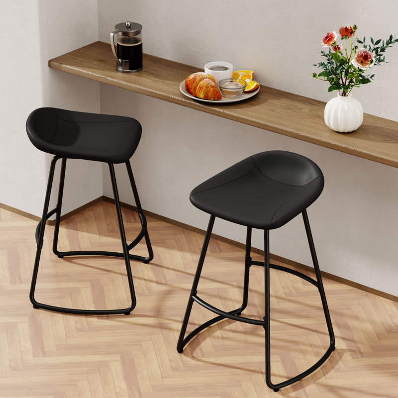 Tabourets de bar rembourrés, Noir, Tabouret de comptoir (siège d'une hauteur de 24 p