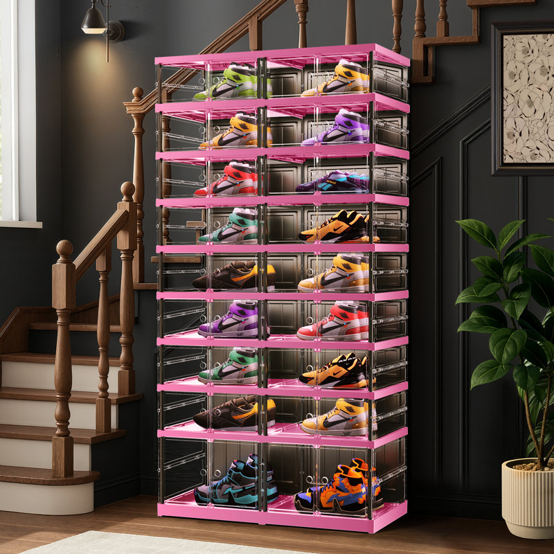 Armoire de rangement à chaussures empilable en plastique à 9 étages 18-36 paires pour l'entrée facile à assembler