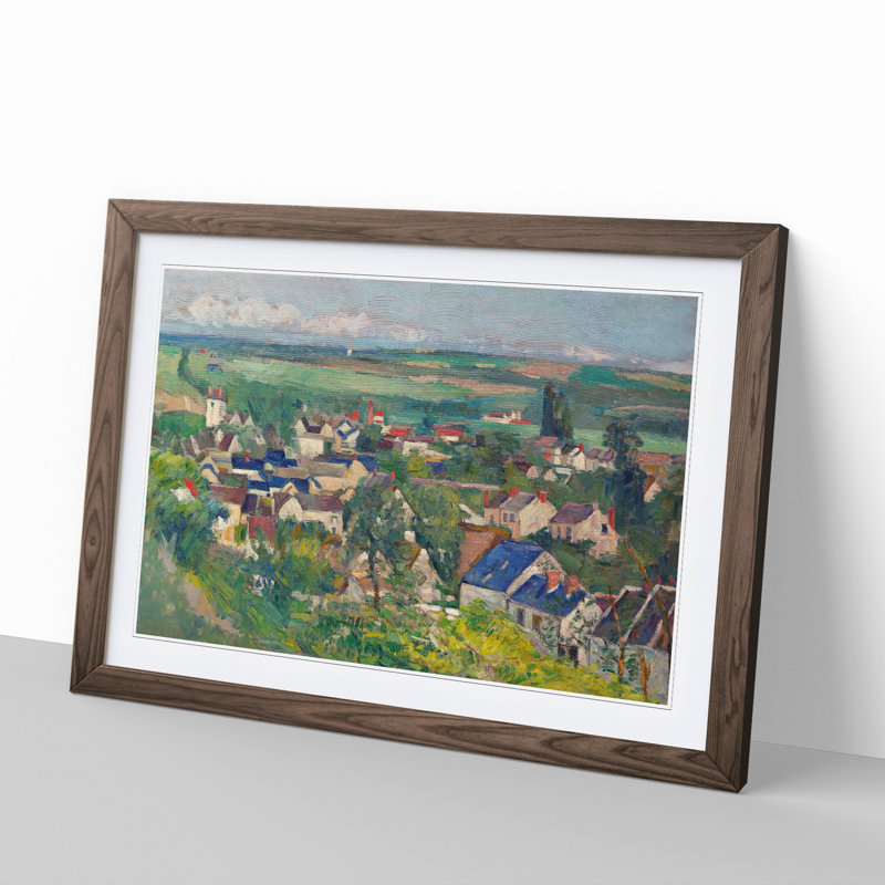 View of Auvers by Paul Cezanne - Picture Frame Painting, 36cm H x 48cm W x 2cm D, Walnut