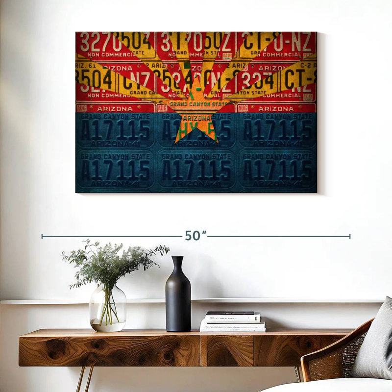 Plaques de licence, drapeau de l'Arizona, H 26 po x l 39 po
