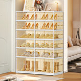 6-Tier 12-24 Pairs Stackable Shoe Storage Cabinet For Entryway Large Shoe Rack Easy Assembly
