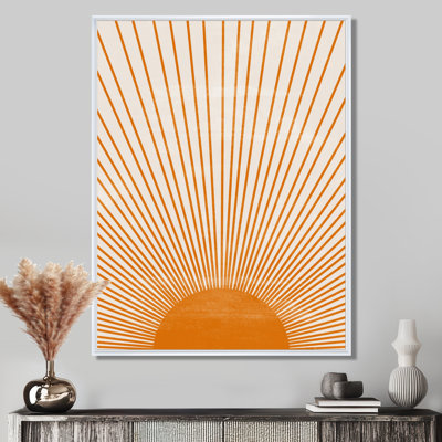 Soleil, art mural sur toile, impression graphique minimaliste orange - Orange Sun Print III