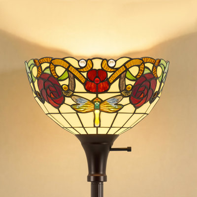 71" Modern Art Style Floor Lamp with 11" Stained Glass Lampshade, E26 Base, Rotary Socket, Vintage Standing Lamp for Home Decor, Living Room, Bedroom