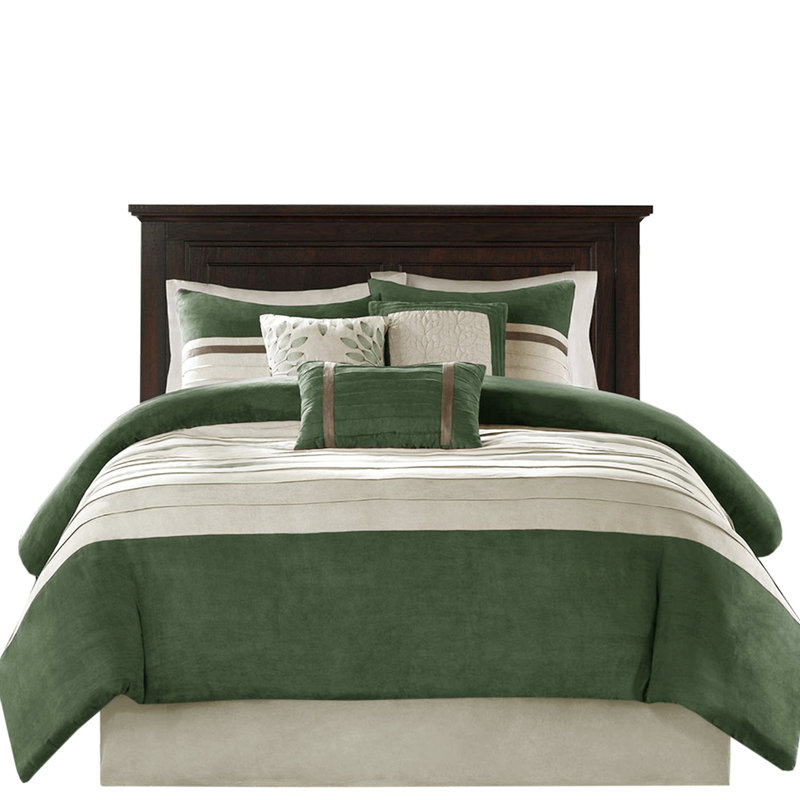 Très grand édredon, 7 pièces en faux suède, coussins décoratifs brodés, suède lavable à la machine, doux au toucher, comprend les taies décoratives, les coussins et