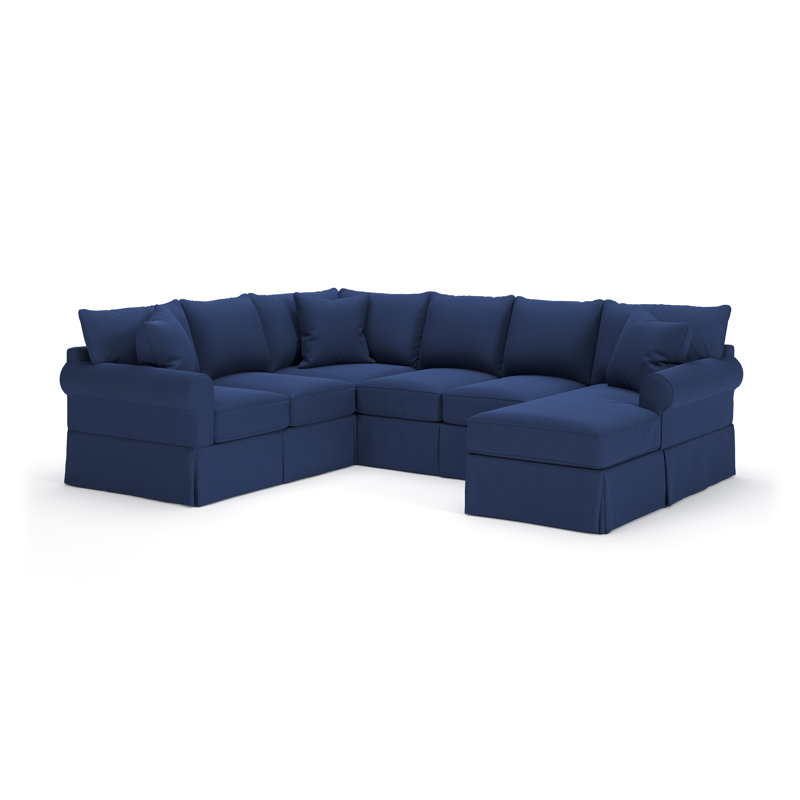 Amari Slipcovered U-Shaped Sectional, Right Hand Facing, Canvas Navy Sunbrella® Canvas