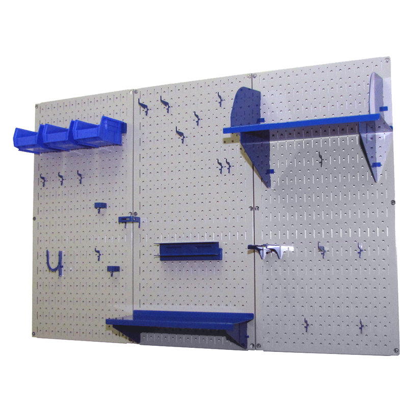 Pegboard Standard Tool Storage 32" H x 48" W Kit, Gray and Blue