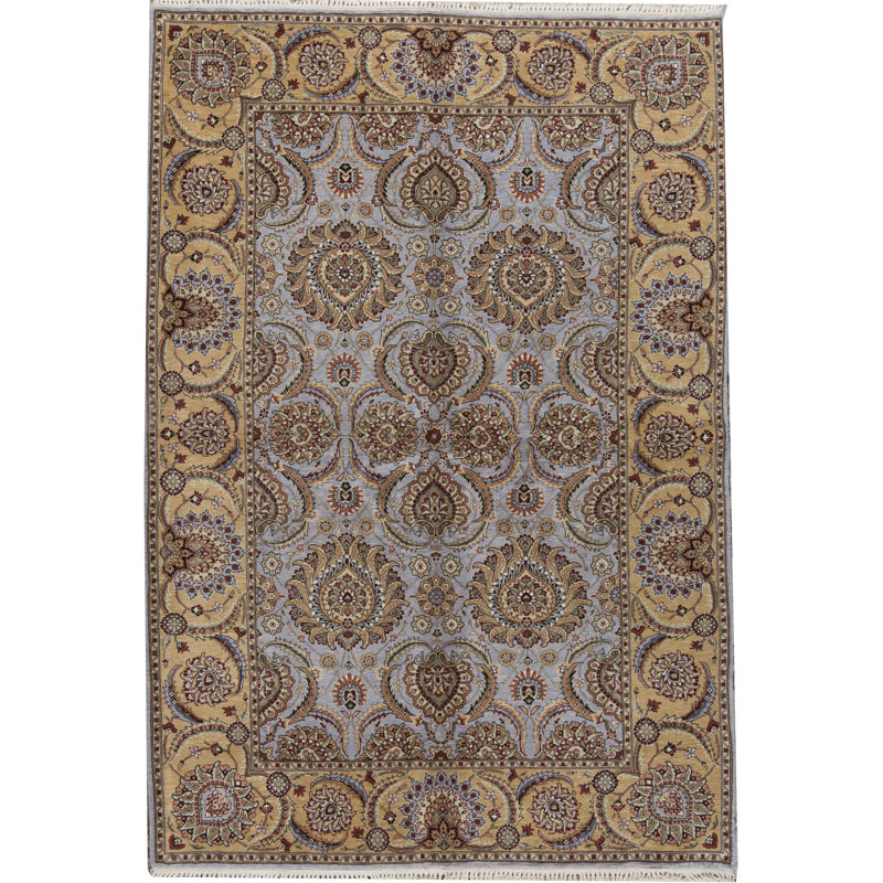 Manchuria Wool Oriental Area Rug in Beige/Light Blue