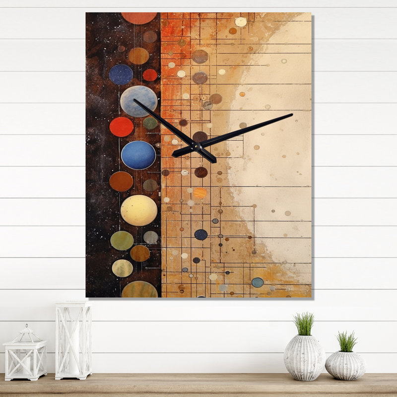 Horloge murale rétro vintage élémentaire rétro géométrique - Mid-Century moderne, Très grand
