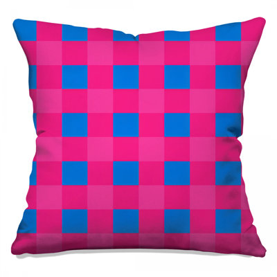 Pink Checkered Double Sided Throw Pillows