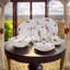 Service de table en porcelaine 45 pièces Rhona, garniture rose et garniture or 24 carats Rhona (service pour 8)