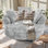 Chaise longue rembourrée 59 po avec accoudoirs et coussins décoratifs à compression, aucun assemblage requis