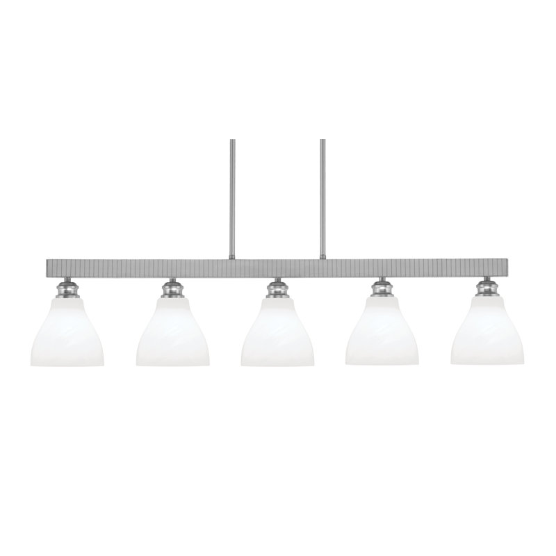 Barre d'éclairage à 5 lumières Edge avec verre en marbre blanc 6,25 po, Nickel brossé