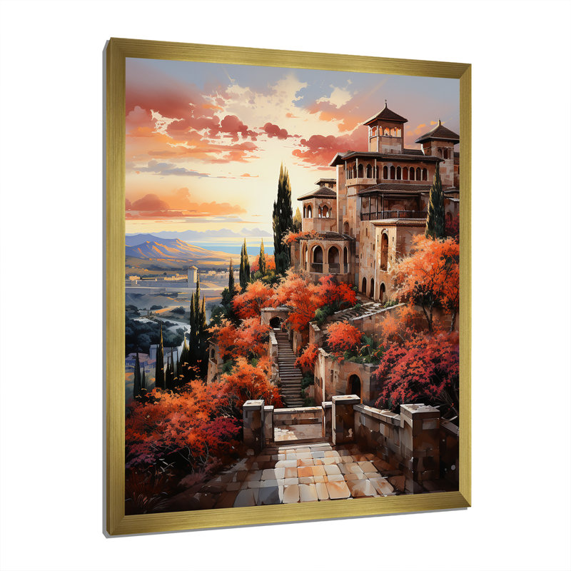 Spain Alhambra Palace - Spain Canvas Print, Encadrement doré, H 44 po x l 34 po x P 1,5 po