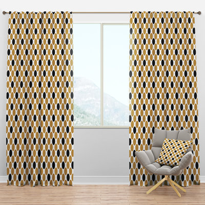 Panneau de rideau simple semi-diaphane avec passe-tringle Mid-Century
