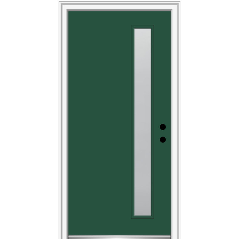 Porte d'entrée pré-suspendue à 1 lumière en acier peint 1 lumière, S'ouvre à gauche vers l'intérieur