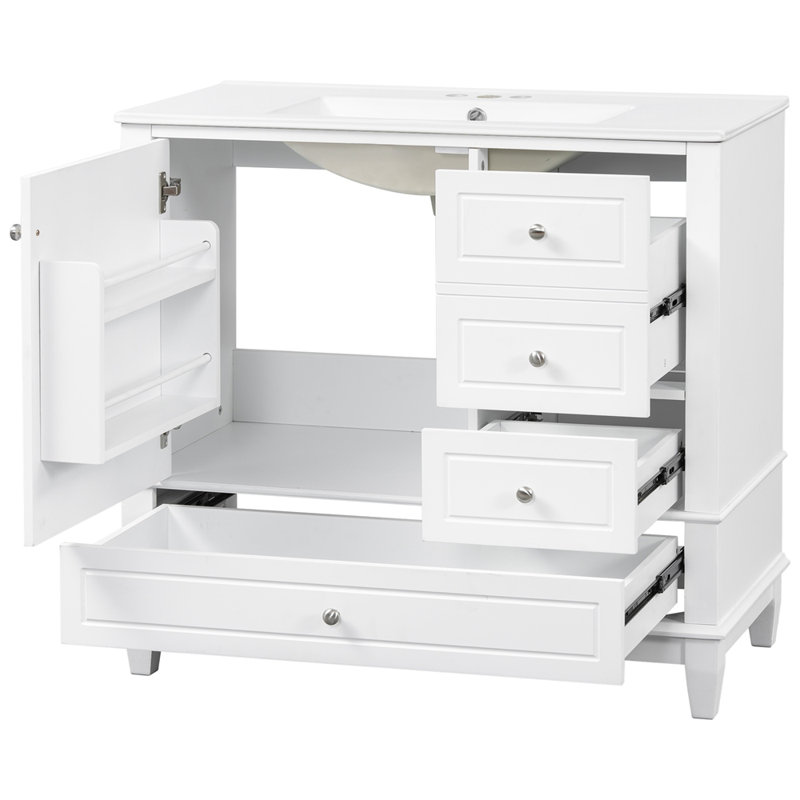 Meuble-lavabo 36 po avec lavabo en céramique, Blanc