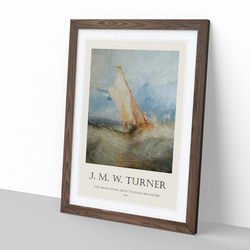 Ship at Sea - Picture Frame Painting, Walnut, 65cm H x 48cm W x 2cm D