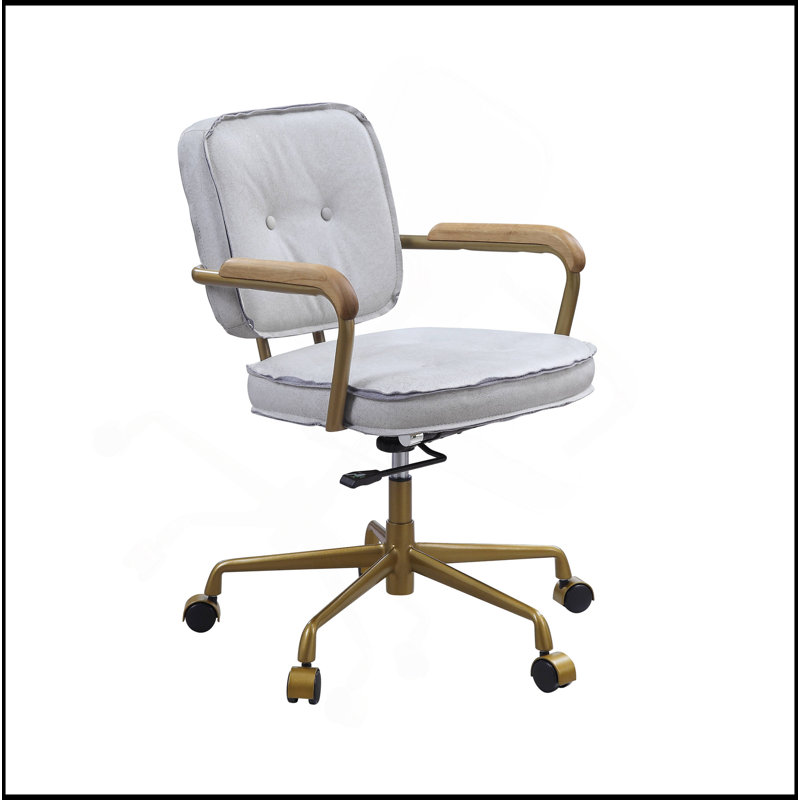 Top Grain Genuine Leather Task Chair, Gray Dup