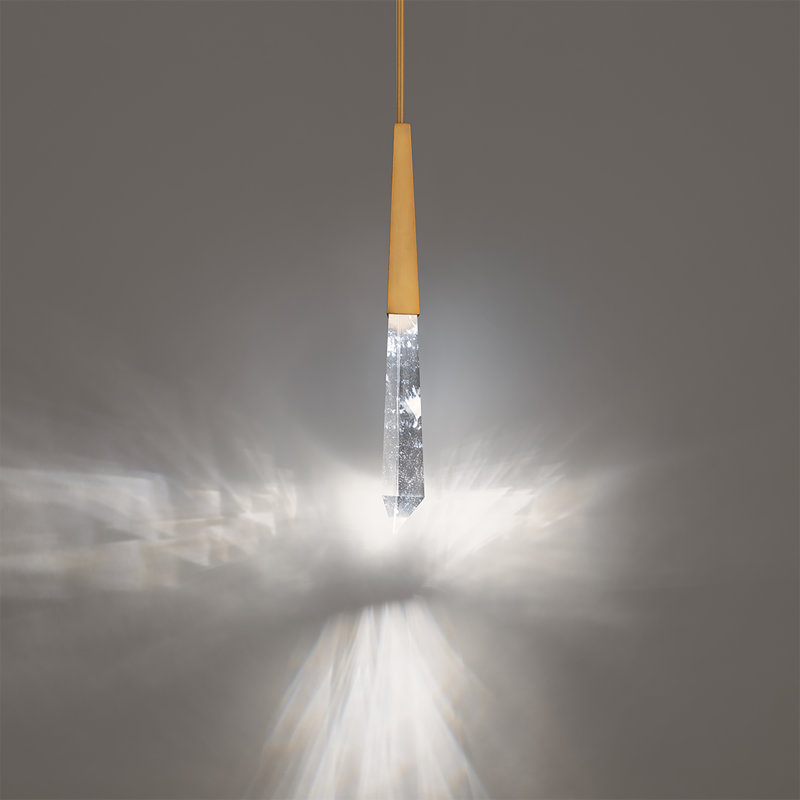 Solitude 1 Light Crystal LED Mini Pendant, Aged Brass