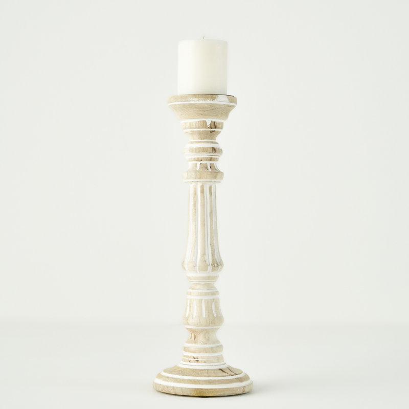 Esta Mango Wood Pillar Candle Holder, 15.75" H x 2.75" W x 2.75" D