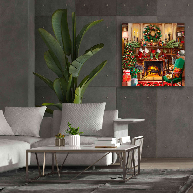 «Fireside Christmas» par Nicky Boehme, art mural sur toile, H 37 po x l 37 po x P 1,5 po