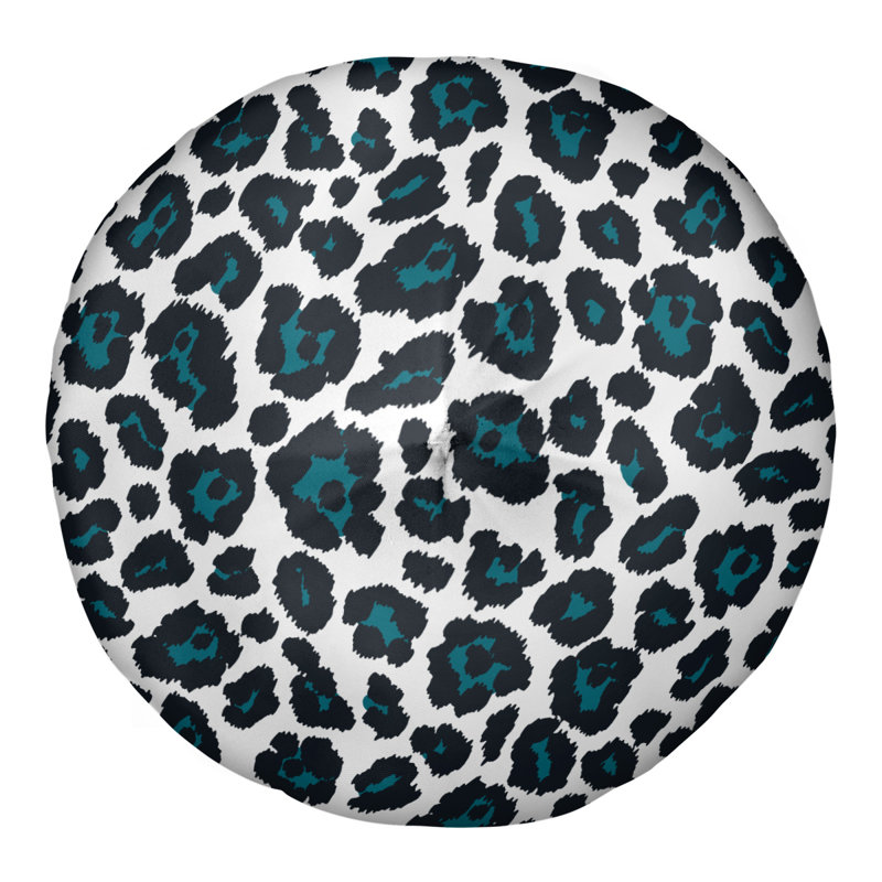 Housse et insert de coussin touffeté rond, Blanc / noir / bleu, H 26 po x l 26 po x P 4 po